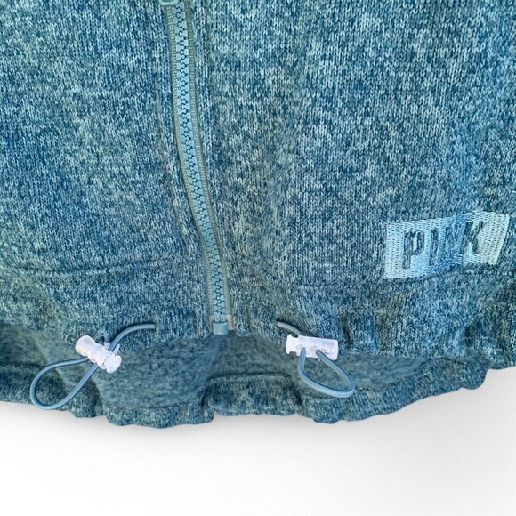 Victoria's Secret Pink Women's Zip-Up Hoodie Green Heather Drawstring Hem M NWT - Picture 5 of 7